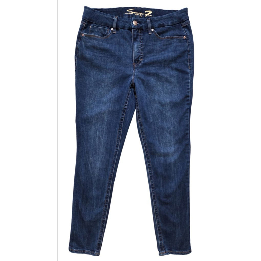 Women's Seven7 Dark Blue Tummyless High Rise Skinny Jeans Size 14